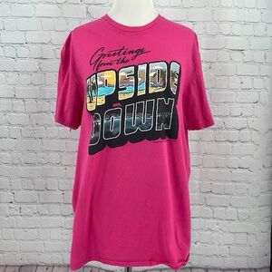 Barbie Pink Stranger Things Greetings From The Upside Down Tee 100% Cotton L